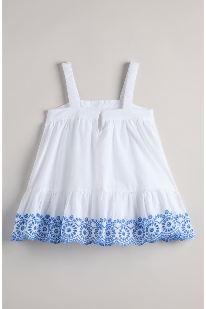 Kids' Tiered Cotton Eyelet Dress, Alternate, color, WHITE- BLUE REGATTA