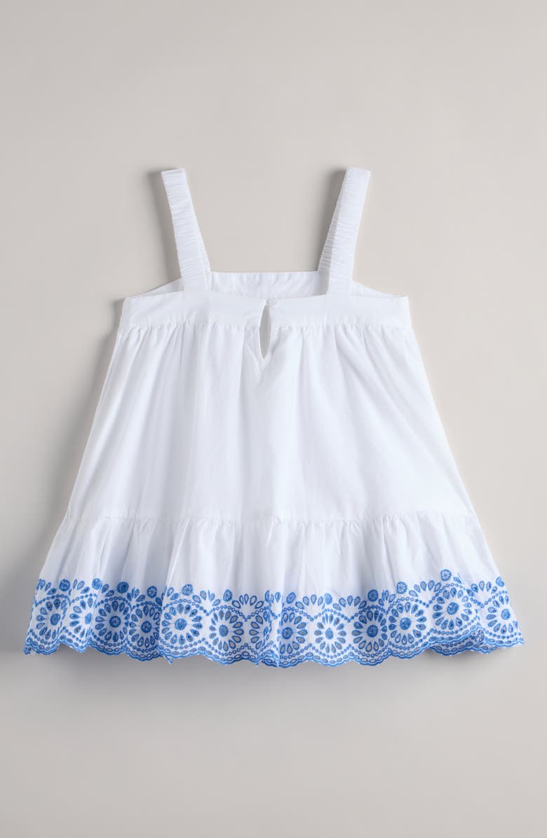 Nordstrom Kids' Tiered Cotton Eyelet Dress, Alternate, color, White- Blue Regatta