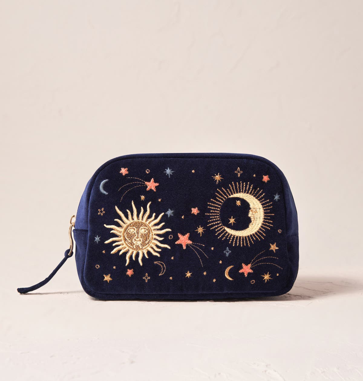 Elizabeth Scarlett Celestial Velvet Makeup Bag In Brown