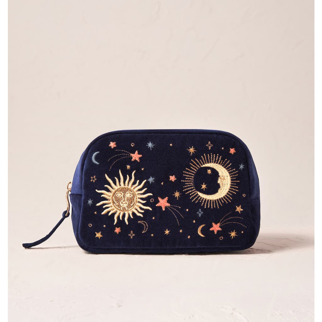 Elizabeth Scarlett Celestial Velvet Makeup Bag In Brown