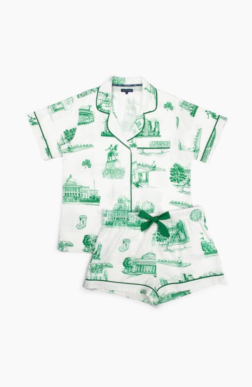 Katie Kime Boston Toile Shorts Set In Green