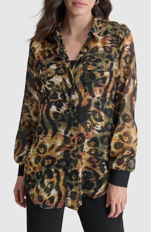 Dkny Metallic Animal Print Button-up Shirt