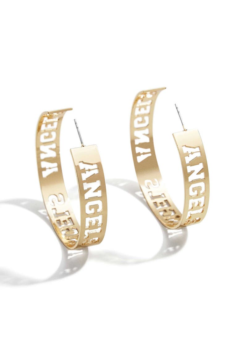 x Baublebar Los Angeles Angels Large Cutout Hoop Earrings, Main, color, Gold