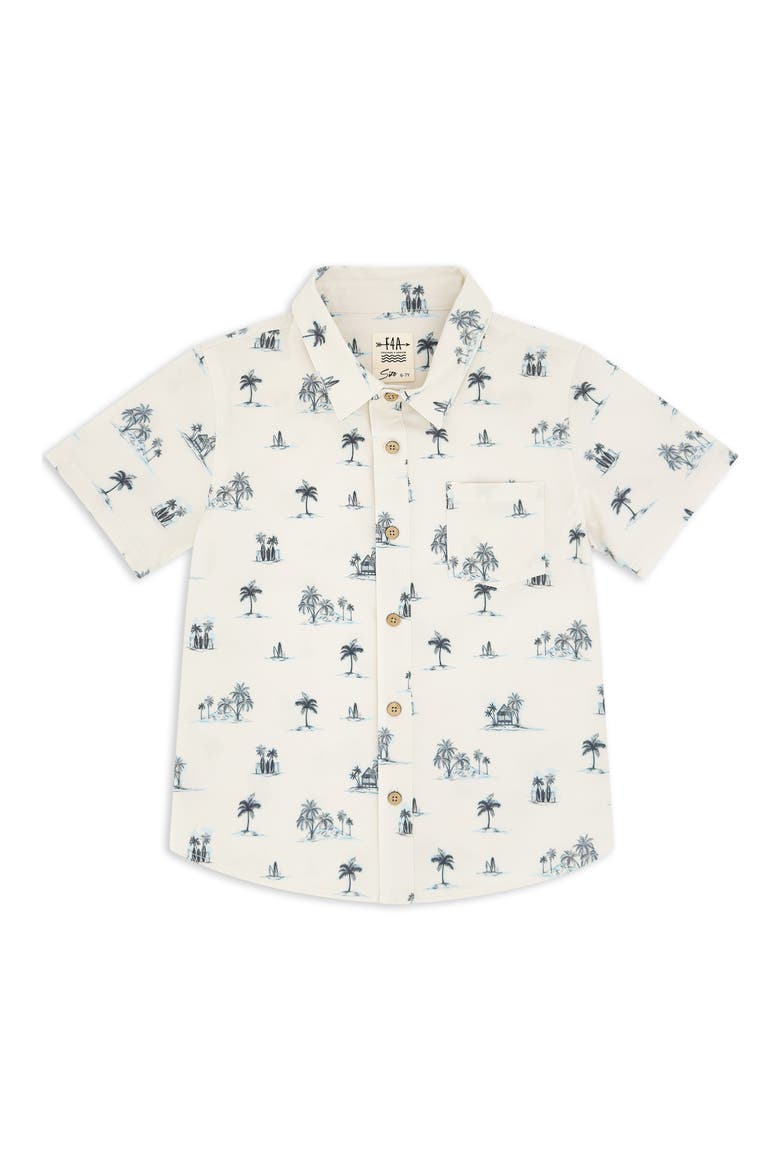 Kids' Aloha Short Sleeve Button-Up Shirt, Main, color, NATURAL