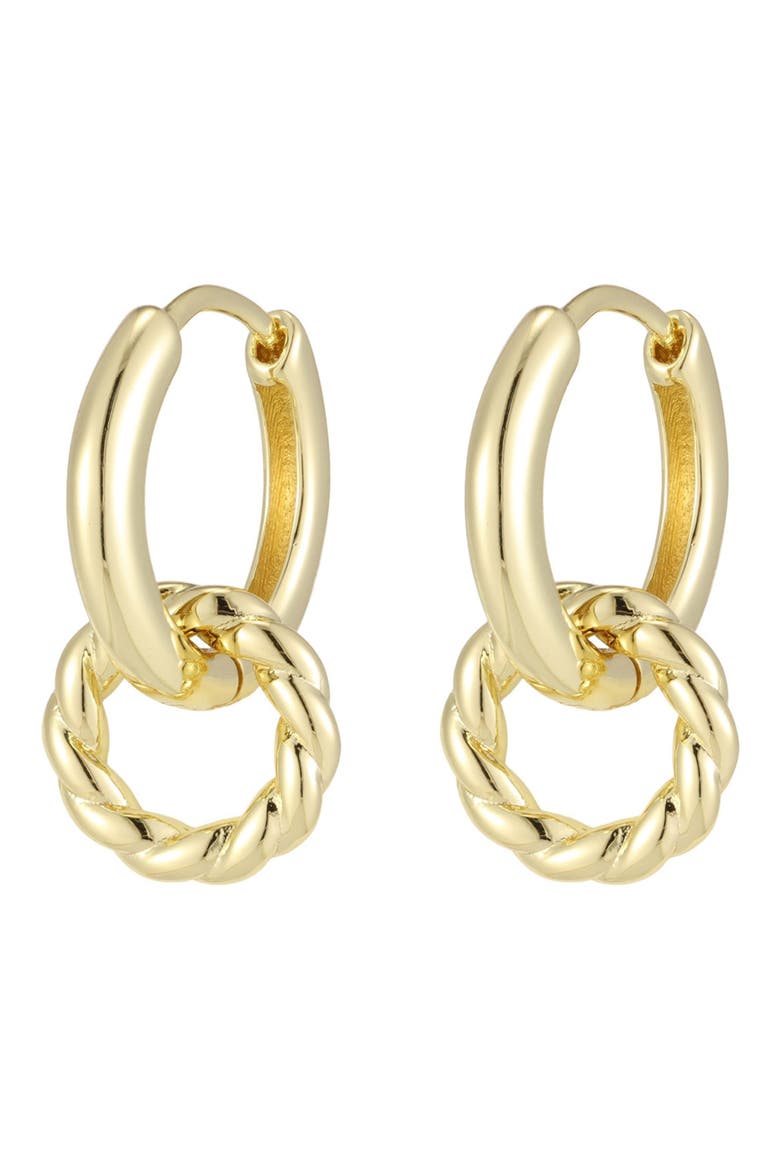 14K Gold Plated Detachable Circle Drop Huggie Hoop Earrings, Alternate, color, GOLD
