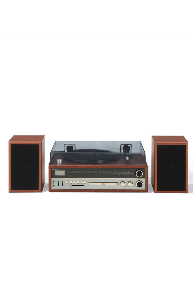 1975T Retro Record Player & Speakers, Main, color, WALNUT