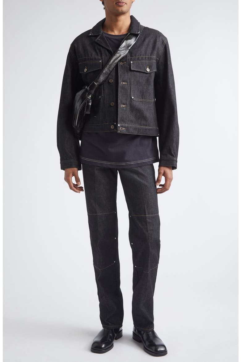 Studded Denim Trucker Jacket, Alternate, color, SLATE