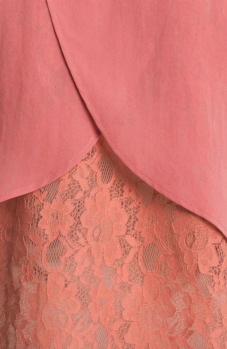 All in Favor Lush Lace Back Chiffon Shirt, Alternate, color,