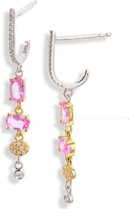 Meira T 14k Gold Pink Sapphire & Diamond Drop Earrings