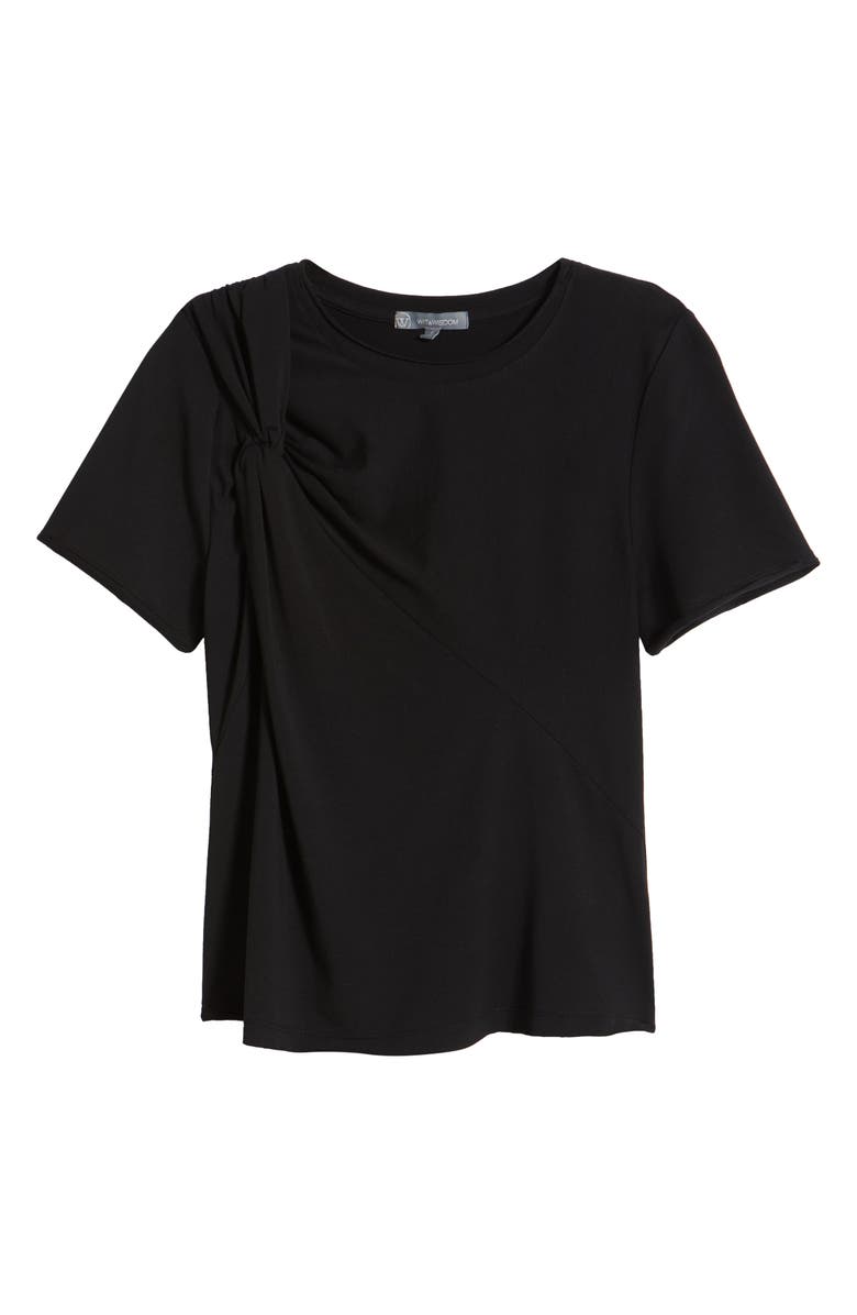 Wit & Wisdom Twist Front Stretch Cotton Modal T-Shirt, Alternate, color, Black