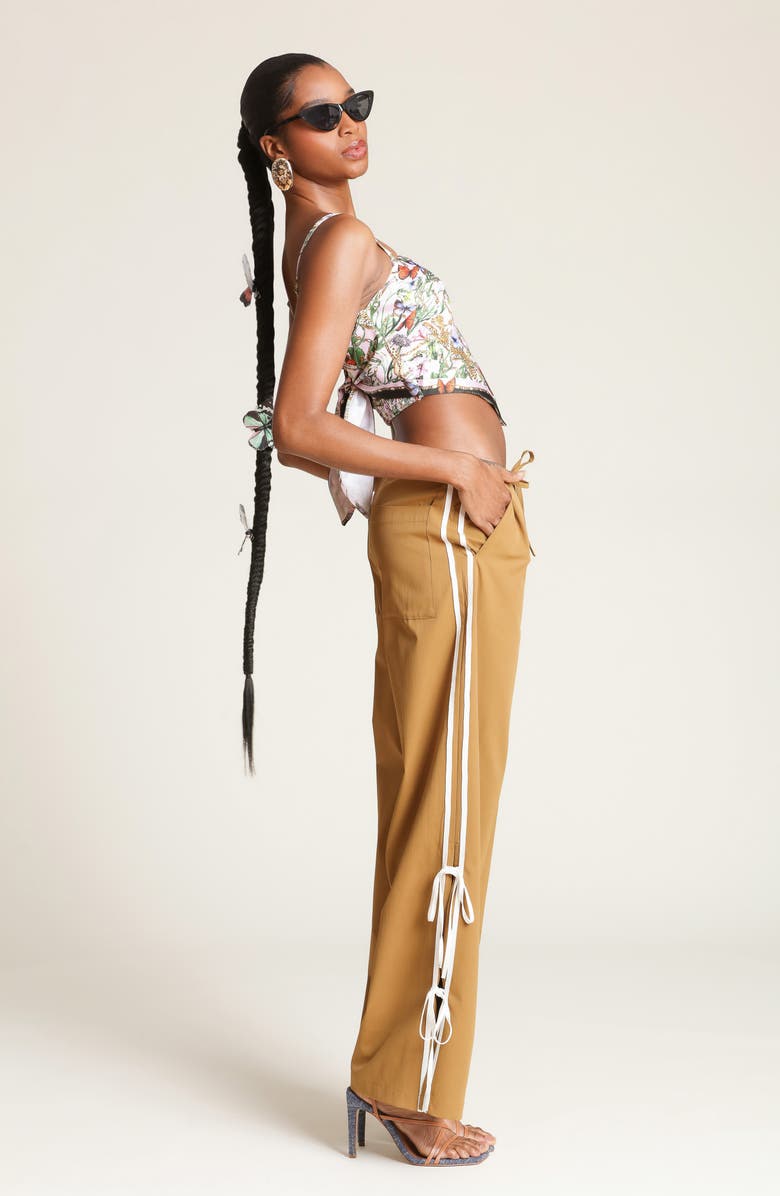 Avec Les Filles Scarf Satin Crop Top, Alternate, color, Pink Cheetah Scarf