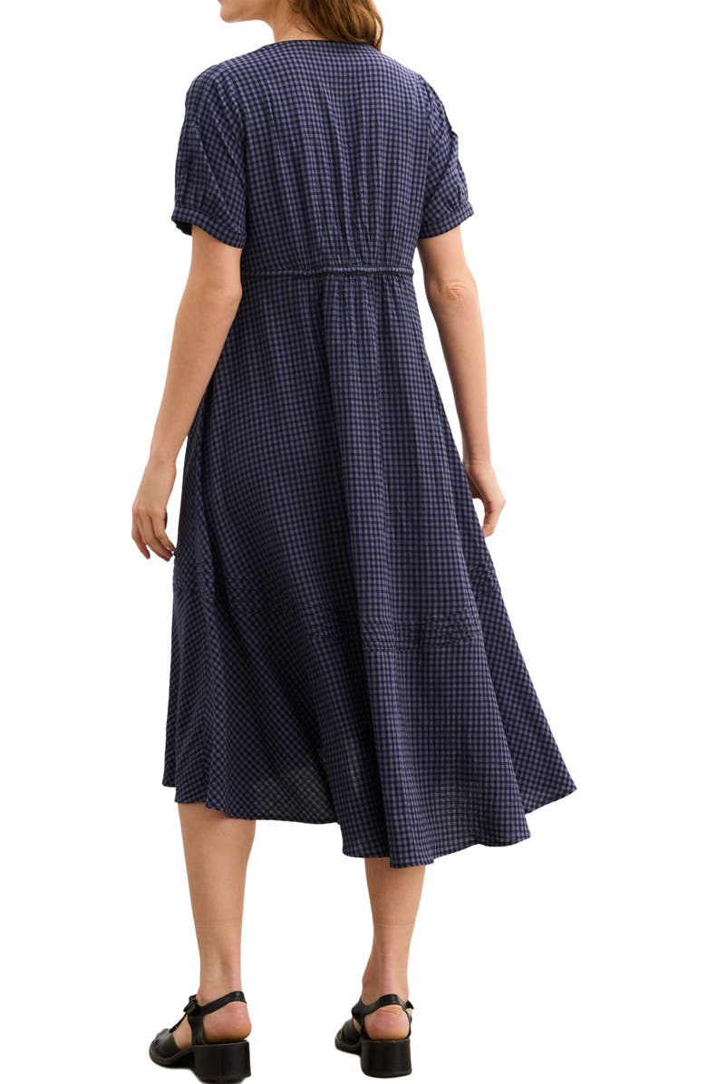 HATCH The V-Neck Gingham Seersucker Dress, Alternate, color, Shadow Blue