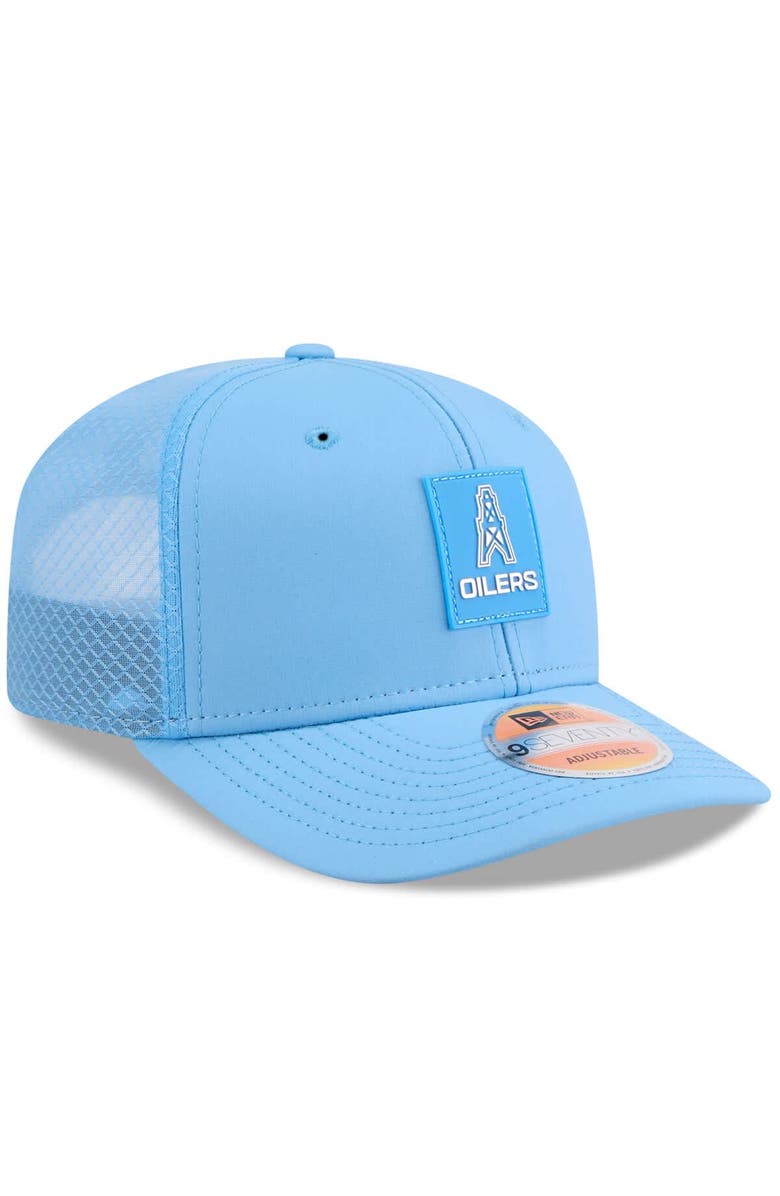 New Era Men's New Era Light Blue Houston Oilers 2025 Sideline Gridiron Classics 9SEVENTY Trucker Adjustable Hat, Alternate, color, Light Blue