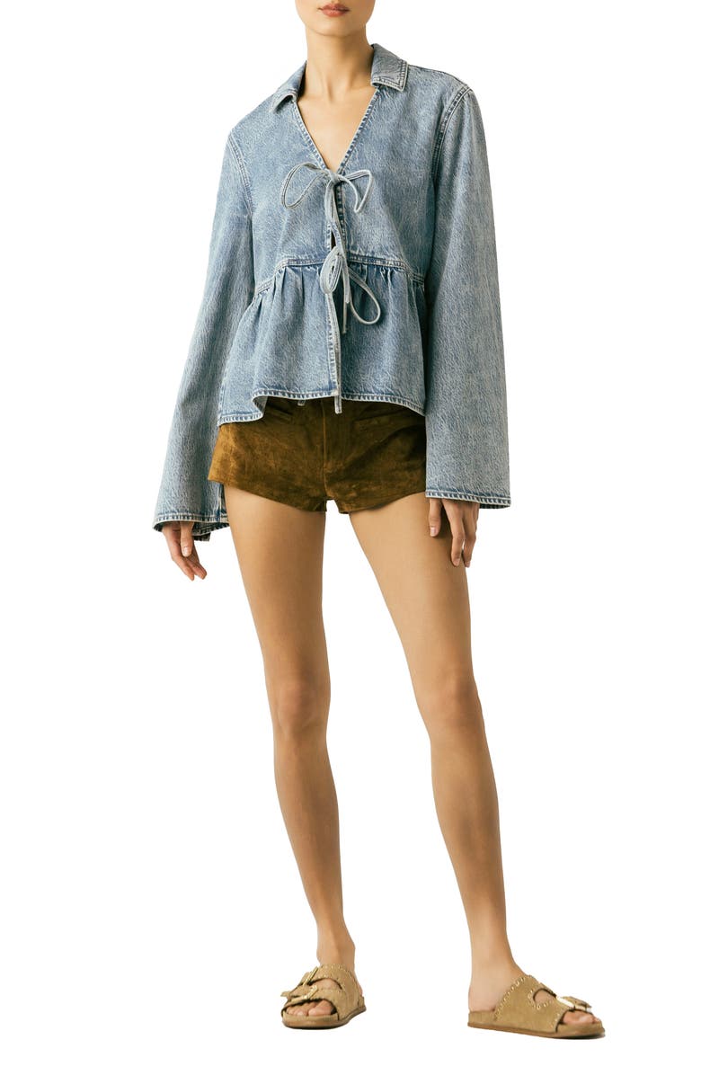 BLANKNYC Denim Tie Front Shirt, Alternate, color, Easy Day