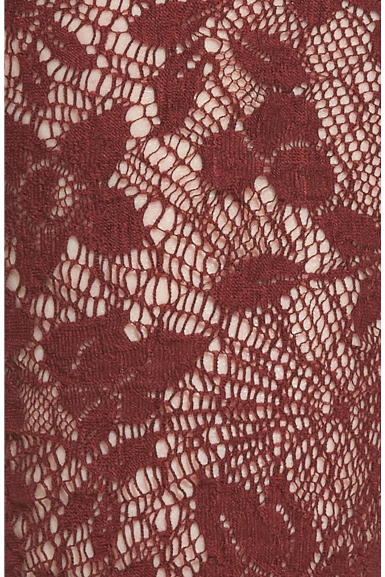Camelia Lace Knee High Socks, Alternate, color, MERLOT