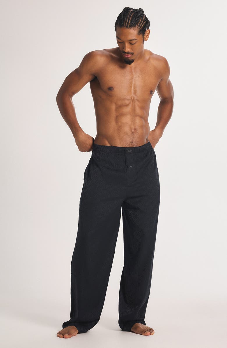 SAVAGE X FENTY Savage X Satin Jacquard Sleep Pants, Alternate, color, Black Caviar X Hatch Jacquard