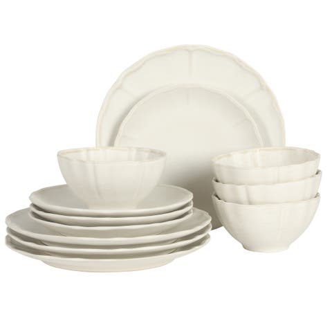 Vista Rossio 12-Piece Scalloped Edge Stoneware Dinnerware Set