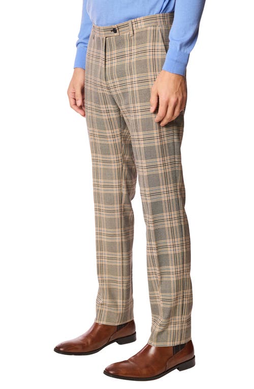 Paisley & Gray Downing Slim Fit Flat Front Check Dress Pants In Brown