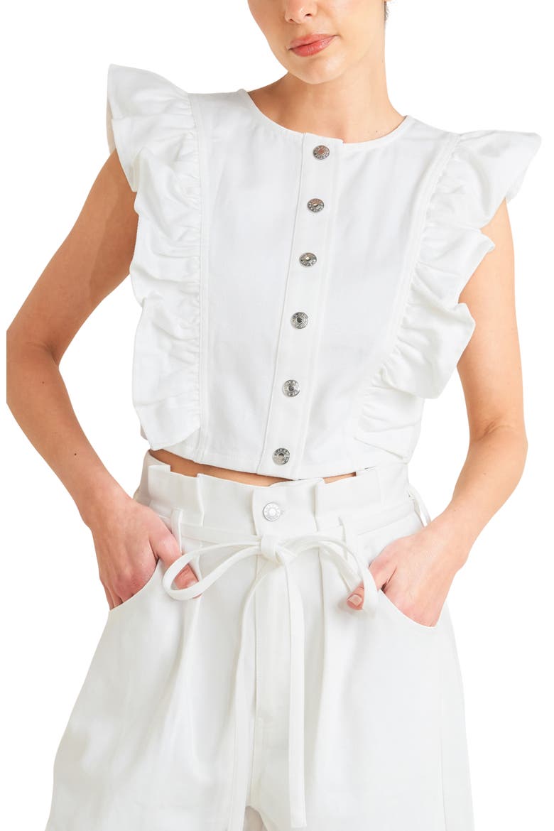 Button-Up Crop Vest, Main, color, WHITE