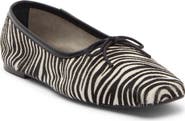 Freda Salvador Woven Square Toe Genuine Calf Hair Ballet Flat