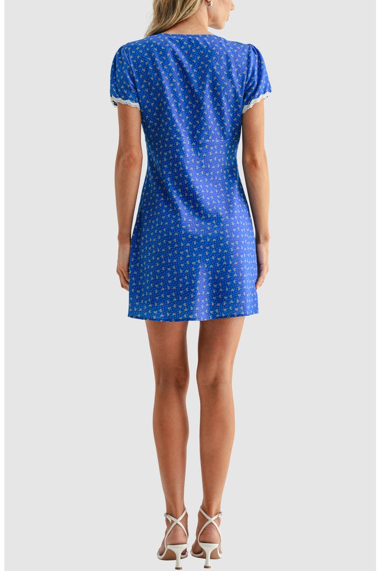 Lace Trim Minidress, Alternate, color, BLUE DITSY