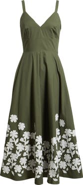 Elie Tahari The Victoria Floral Appliqué Cotton Dress