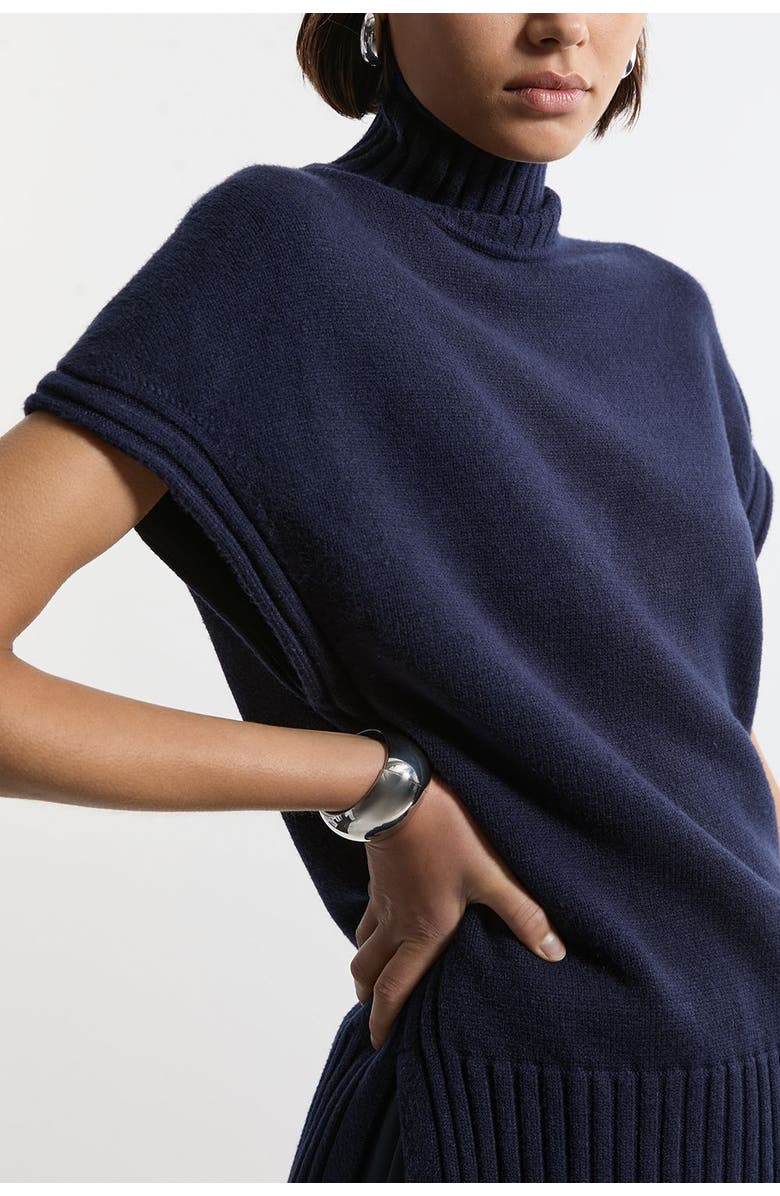 Karen Millen High Neck Knitted Tunic Top, Alternate, color, Navy