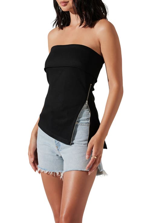 Jordy Side Zip Strapless Top