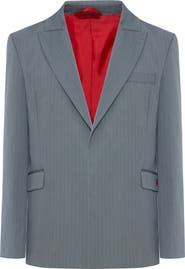 PCFG Cotton Blend Striped Woven Blazer Jacket