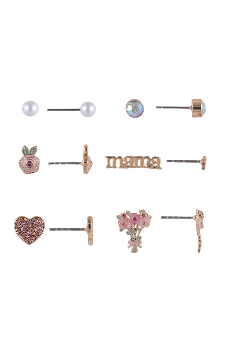 Hallmark 6 Pair Stud Earring Set, Alternate, color, Pink