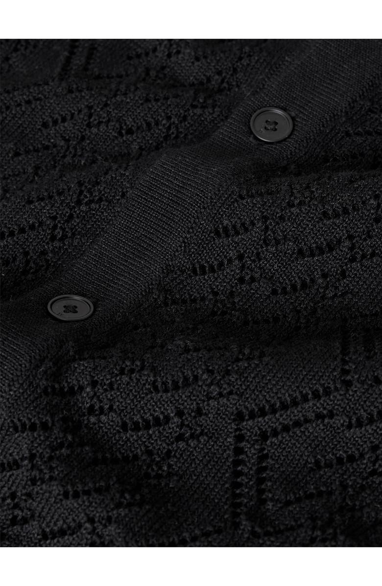 John Varvatos Emil Pointelle Short Sleeve Caridgan, Alternate, color, Black