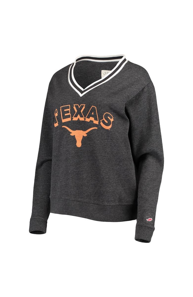 LEAGUE COLLEGIATE WEAR Women's League Collegiate Wear Heathered Black Texas Longhorns Victory Springs Tri-Blend V-Neck Pullover Sweatshirt, Alternate, color, 