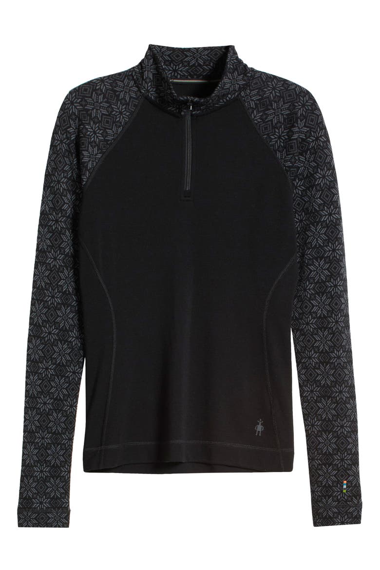 Classic Themal Merino Wool Base Layer Quarter Zip Top, Alternate, color, BLACK DIGI SNOW