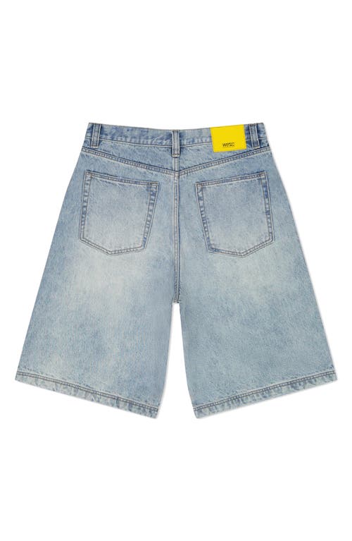 Wesc Distressed Denim Jorts In Blue
