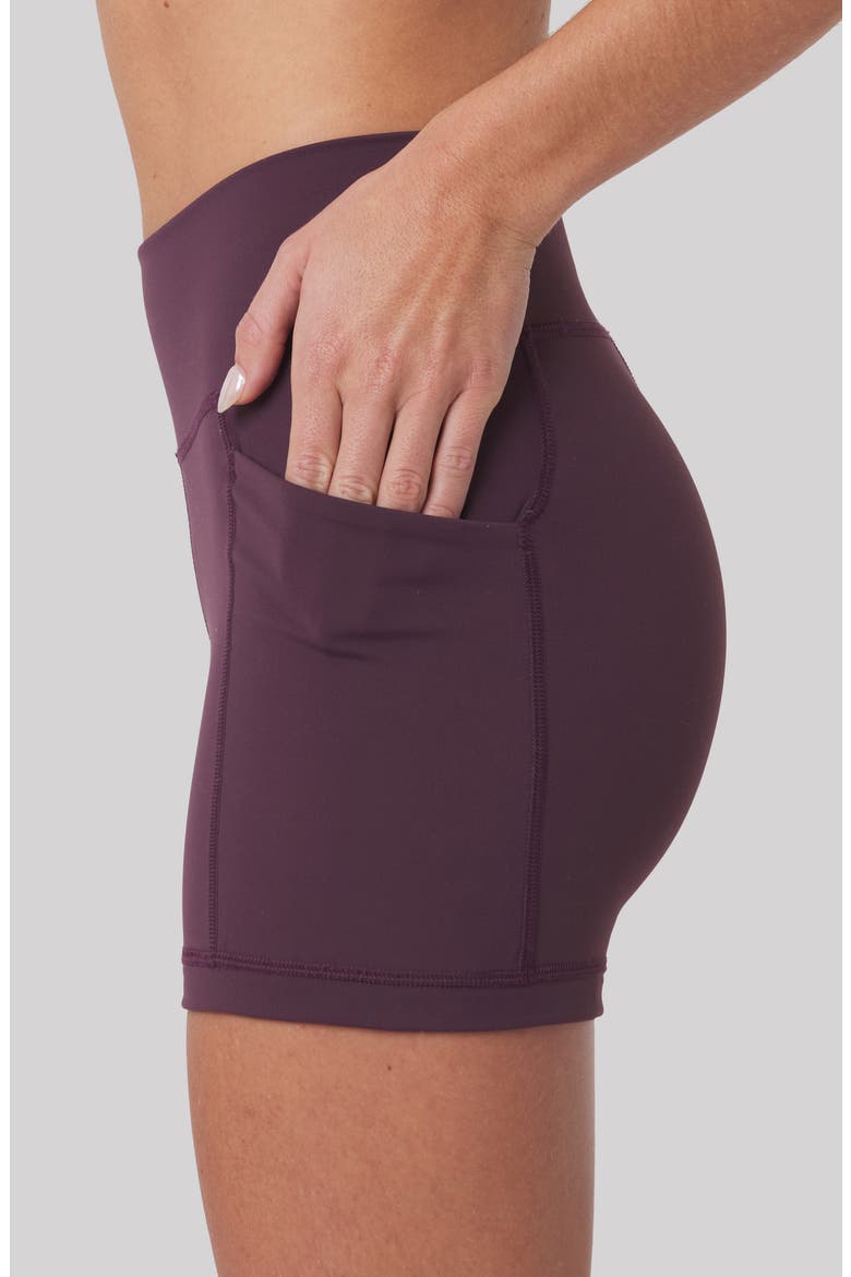 Heather High Waist Pocket Bike Shorts, Alternate, color, VAMP BURGUNDY