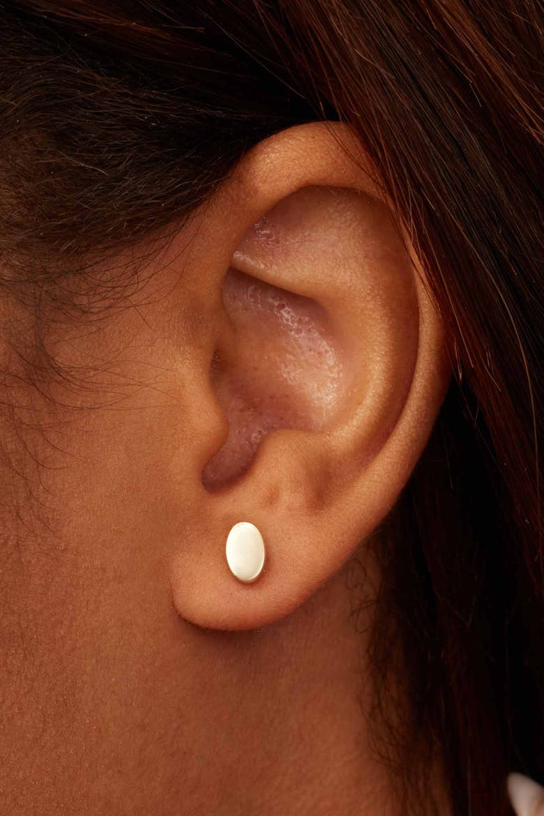 14K Gold Sweet Oval Studs, Alternate, color, Yellow Gold