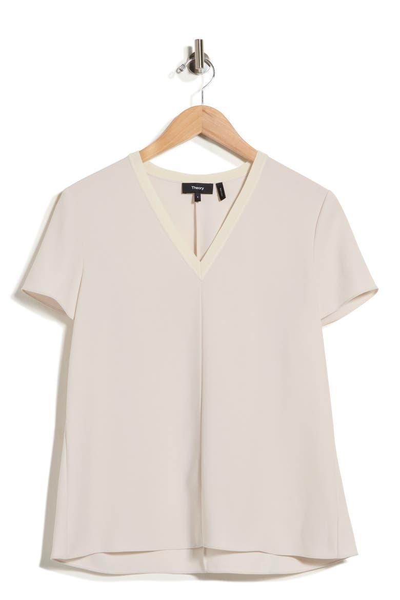 Crepe V-Neck Top, Alternate, color, MOON