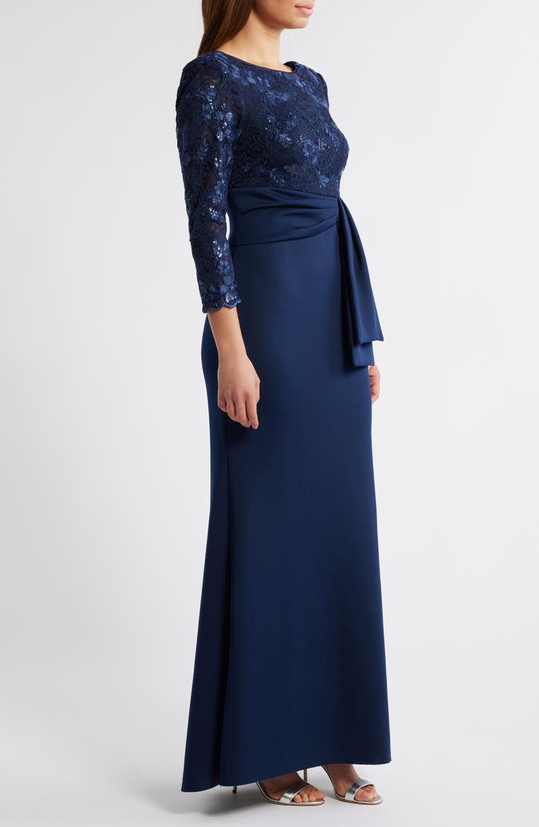 Eliza J Sequin Lace Bodice Trumpet Gown, Alternate, color,