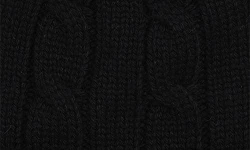 Ralph Lauren Lauren Cable Stitch Crew Patch Pompom Beanie In Black