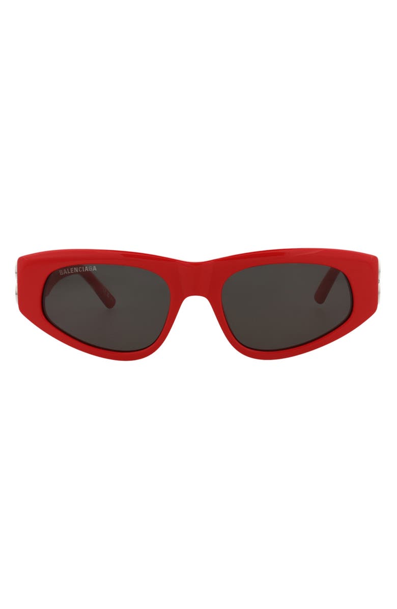 Balenciaga Novelty 53mm Cat Eye Sunglasses, Main, color, Red Silver Grey