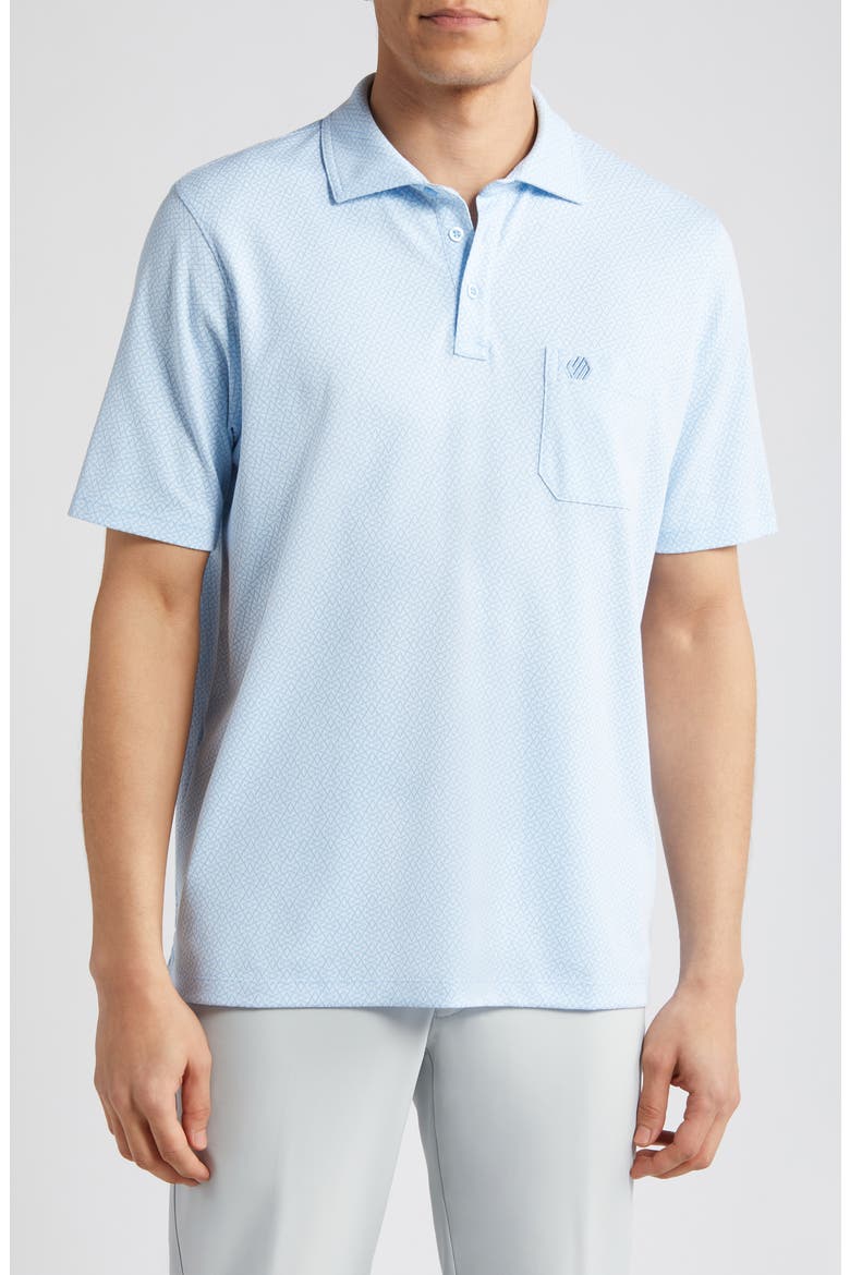 XC4® Geo Pattern Performance Pocket Polo, Main, color, LIGHT BLUE/WHITE