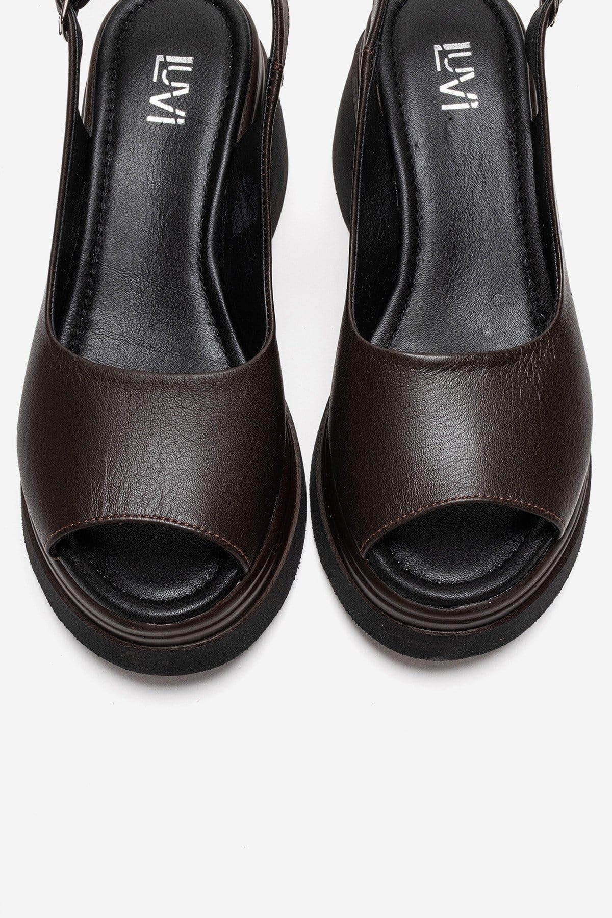 Laure Leather Wedge Sandal, Alternate, color, Brown
