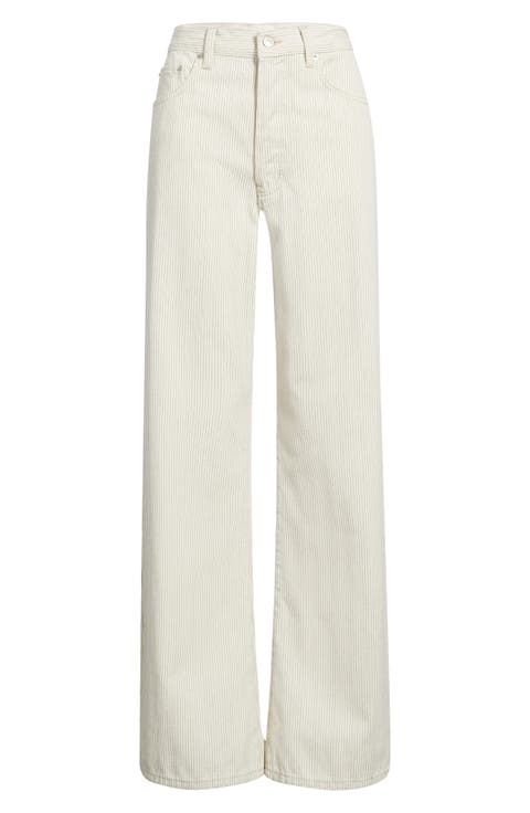Belmont High Waist Barrel Leg Jeans (Ecru Railroad Stripe)