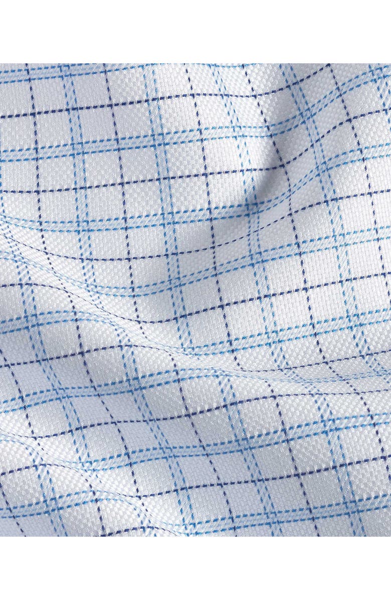 David Donahue Trim Fit Dobby Check Cotton Dress Shirt, Alternate, color, White/ Blue