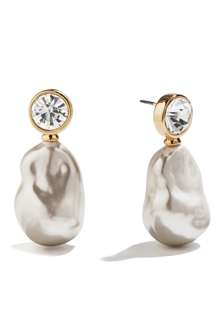 Elizabeth Drop Earrings, Main, color, PEARL