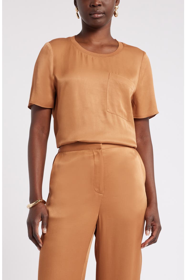 Woven Pocket T-Shirt, Main, color, TAN THRUSH