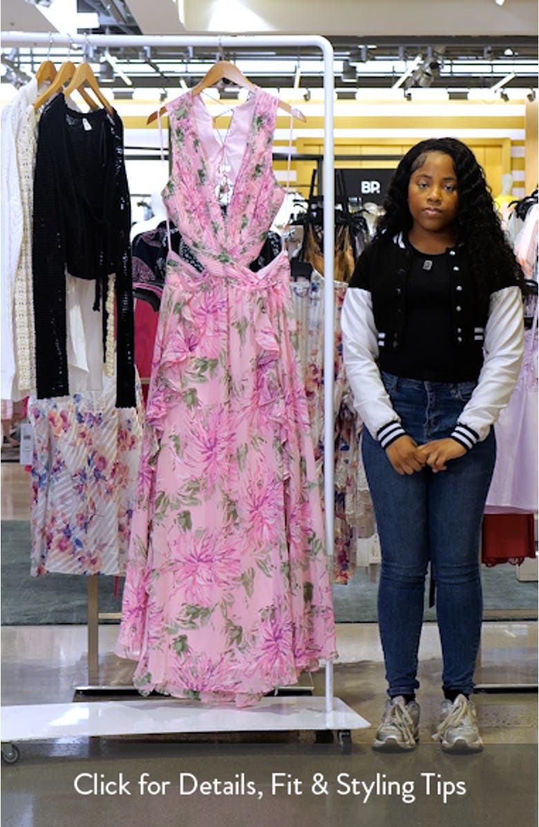 Noya Floral Pleated Cutout Maxi Dress, sales video thumbnail