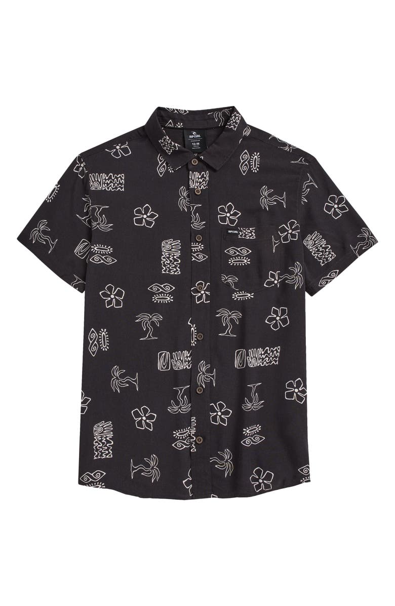 Rip Curl Kids' Evolution Short Sleeve Button-Up Shirt, Main, color, 