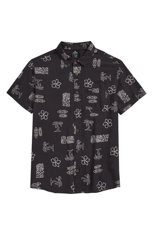 Rip Curl Kids' Evolution Short Sleeve Button-up Shirt In Black