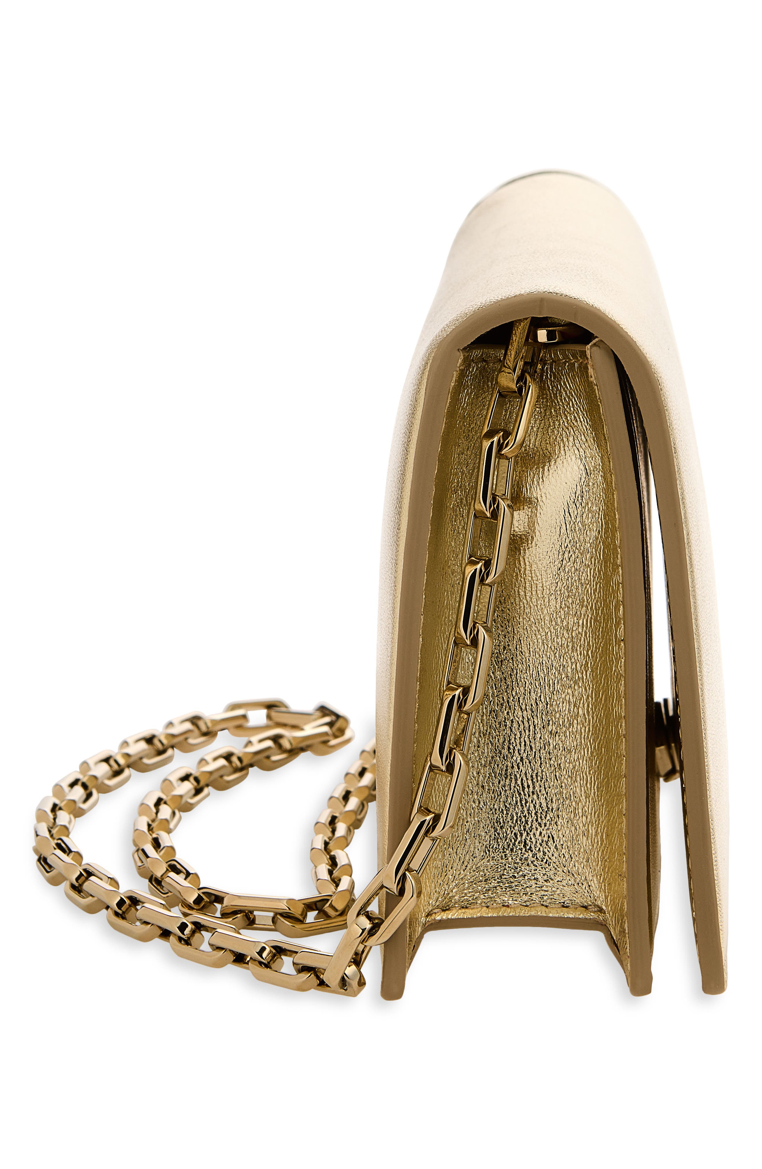 Christian Louboutin Bettina Metallic Leather Clutch, Alternate, color, Pl12 Platine/ Gold